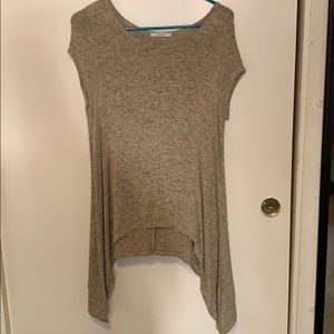 off color brown side droop short sleeve top